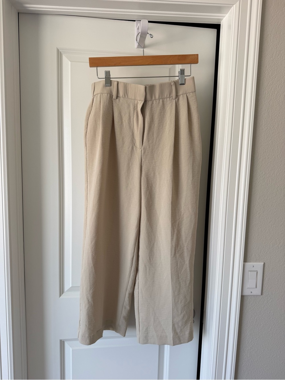 Ella Womens Cream Wide-Leg Dress Pants